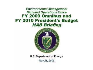 U.S. Department of Energy May 28, 2009