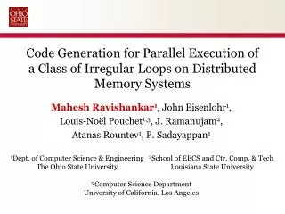 Code Generation for Parallel Execution of a Class of Irregular Loops on Distributed Memory Systems