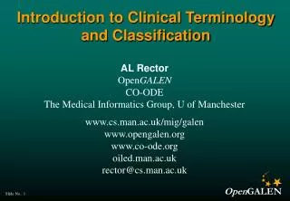 Introduction to Clinical Terminology and Classification
