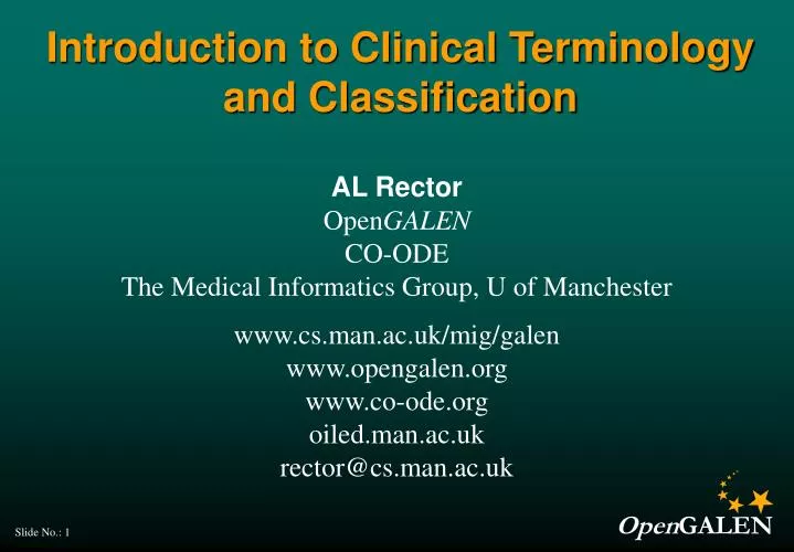 introduction to clinical terminology and classification