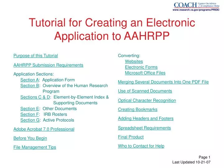 tutorial for creating an electronic application to aahrpp