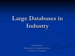 Large Databases in Industry