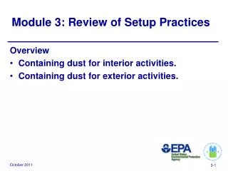 Module 3: Review of Setup Practices