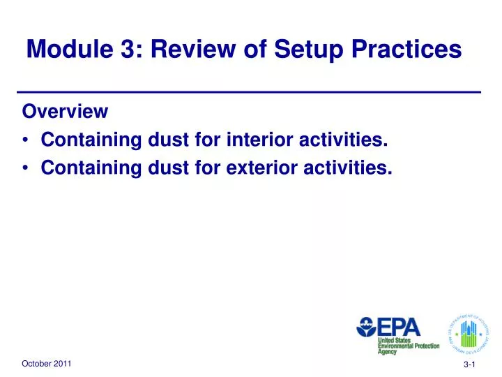 module 3 review of setup practices