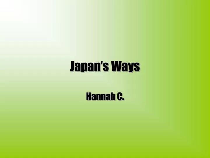 japan s ways