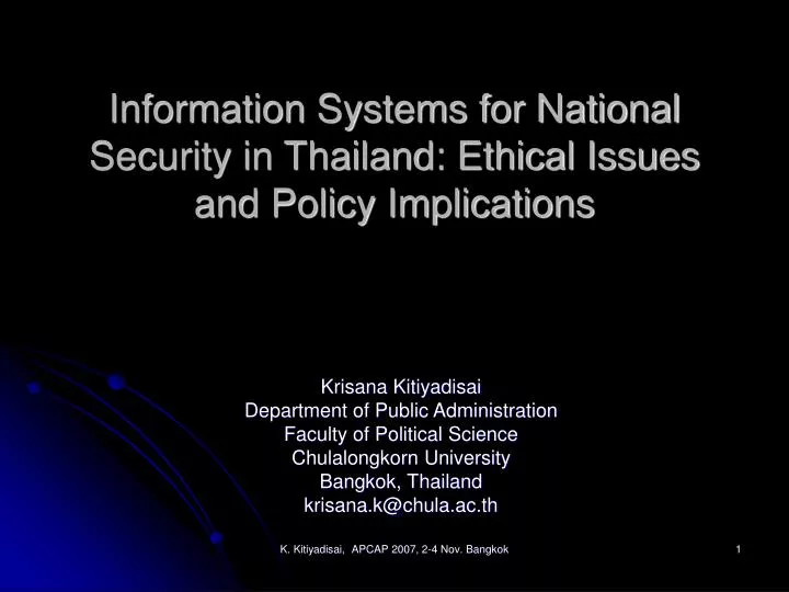 information systems for national security in thailand ethical issues and policy implications