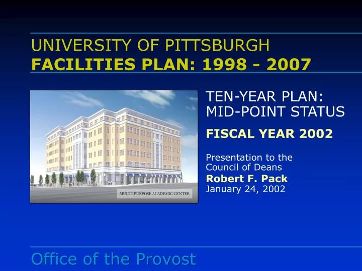 university of pittsburgh facilities plan 1998 2007
