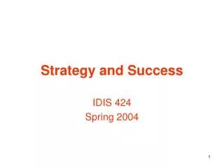 Strategy and Success