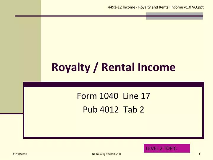 royalty rental income