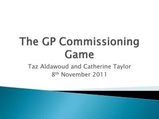 The GP Commissioning Game