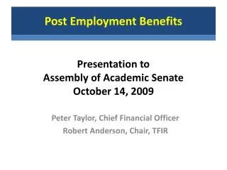 Presentation to Assembly of Academic Senate October 14, 2009