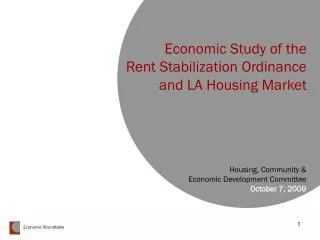 Economic Study of the Rent Stabilization Ordinance and LA Housing Market