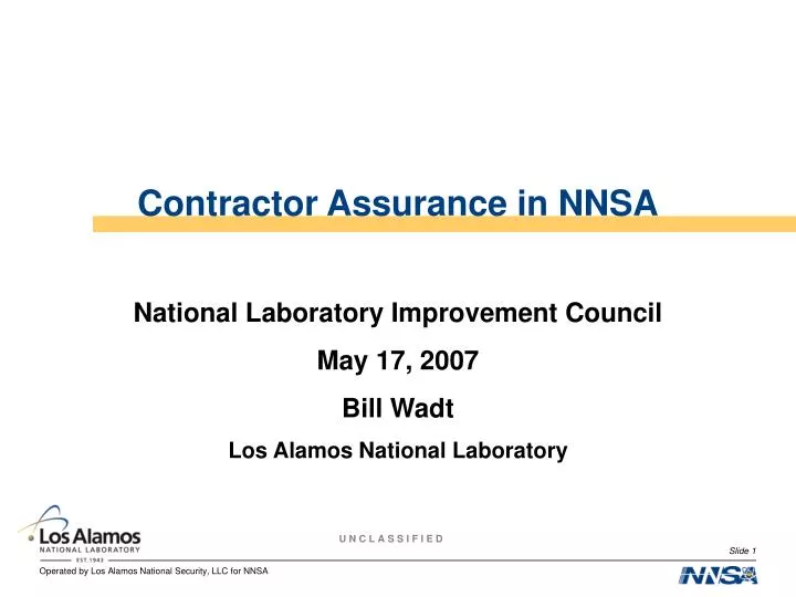 contractor assurance in nnsa