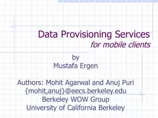 Data Provisioning Services for mobile clients