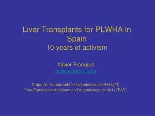 liver transplants for plwha in spain 10 years of activism