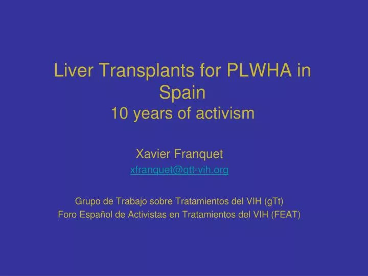 liver transplants for plwha in spain 10 years of activism