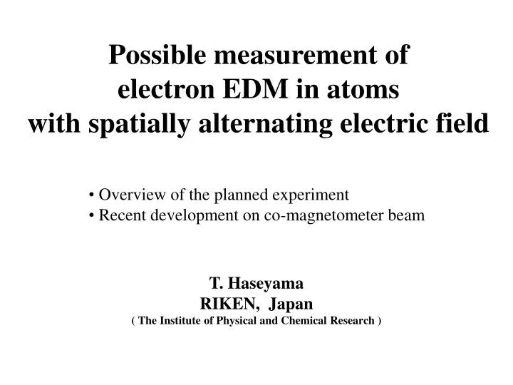 possible measurement of electron edm in atoms with spatially alternating electric field