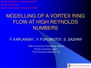 MODELLING OF A VORTEX R I NG FLOW AT HIGH REYNOLDS NUMBERS