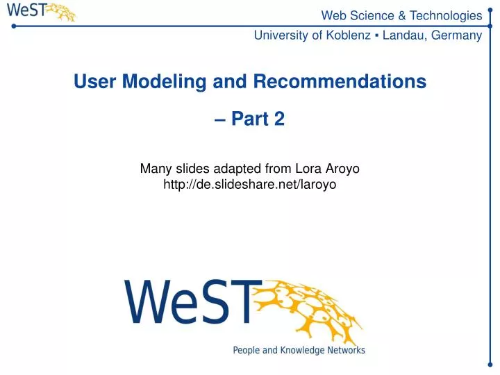 user modeling and recommendations part 2