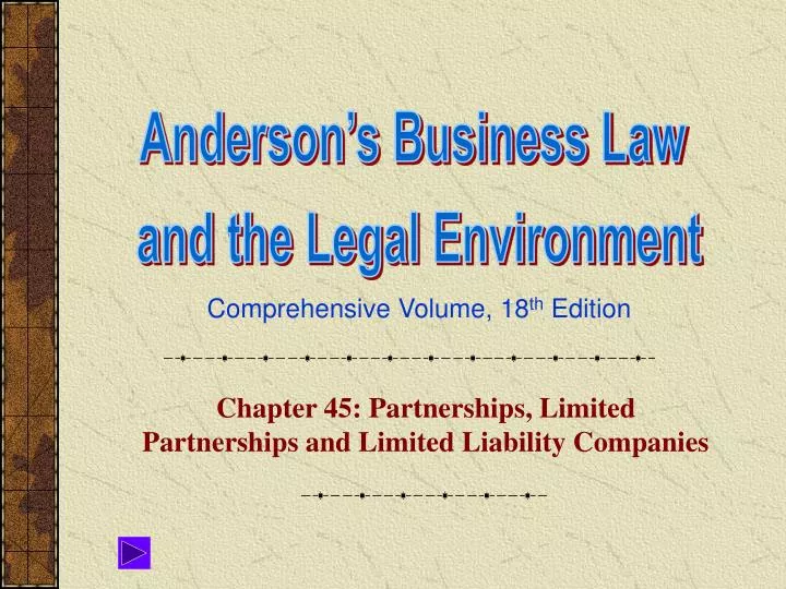 chapter 45 partnerships limited partnerships and limited liability companies