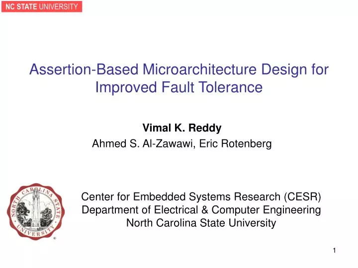assertion based microarchitecture design for improved fault tolerance