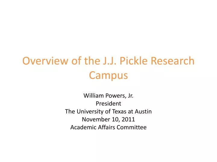 overview of the j j pickle research campus