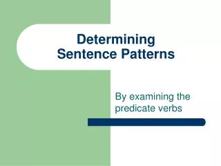 Determining Sentence Patterns