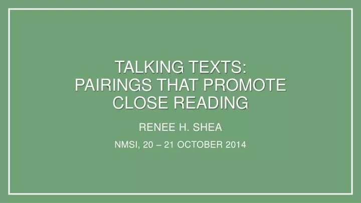talking texts pairings that promote close reading