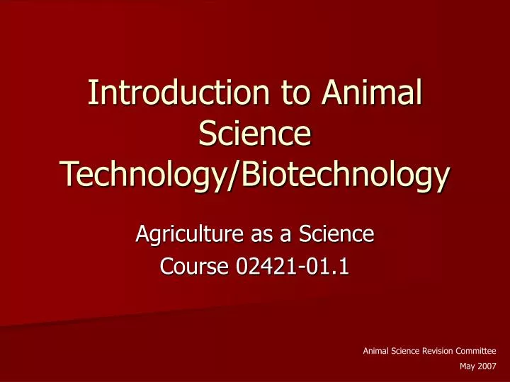 introduction to animal science technology biotechnology