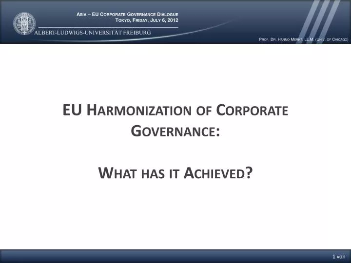 eu harmonization of corporate governance what has it achieved