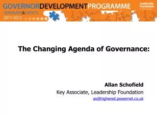 The Changing Agenda of Governance :