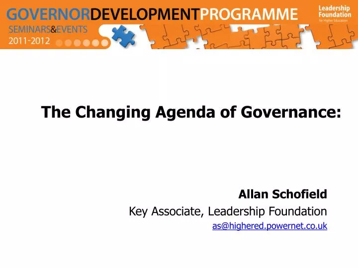 the changing agenda of governance