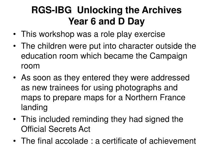 rgs ibg unlocking the archives year 6 and d day