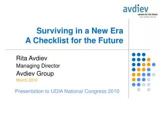Surviving in a New Era A Checklist for the Future