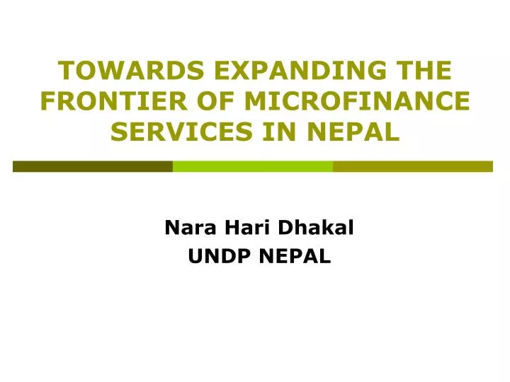 towards expanding the frontier of microfinance services in nepal