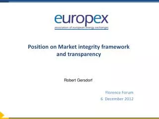 Position on Market integrity framework and transparency