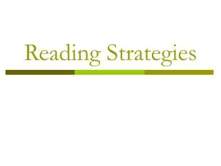 Reading Strategies