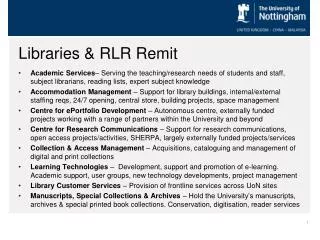 Libraries &amp; RLR Remit