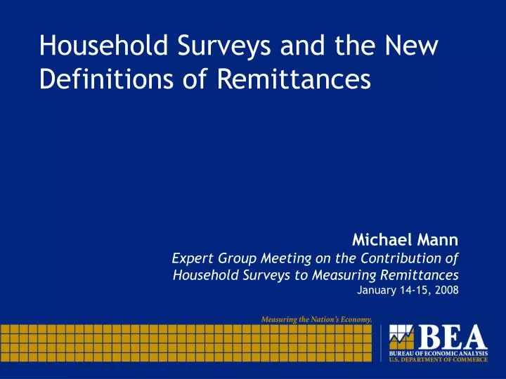 household surveys and the new definitions of remittances