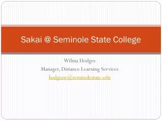 Sakai @ Seminole State College