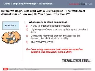 Cloud Computing Workshop -- Introduction