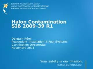 Halon Contamination SIB 2009-39 R1