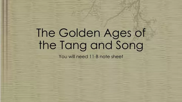 the golden ages of the tang and song
