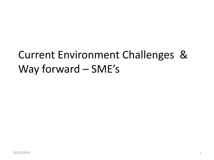 current environment challenges way forward sme s