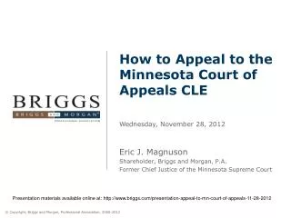 How to Appeal to the Minnesota Court of Appeals CLE