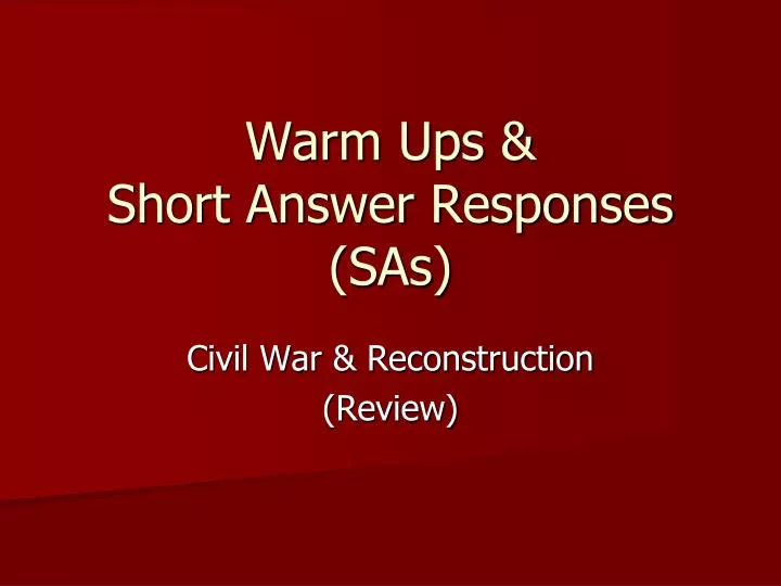 warm ups short answer responses sas