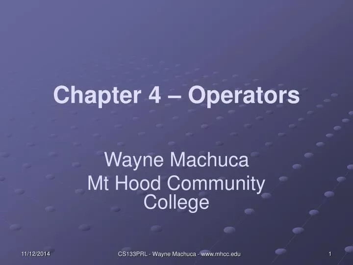 chapter 4 operators