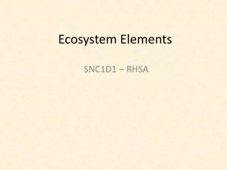 Ecosystem Elements