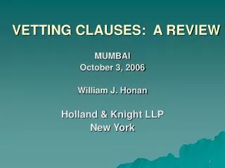 VETTING CLAUSES: A REVIEW