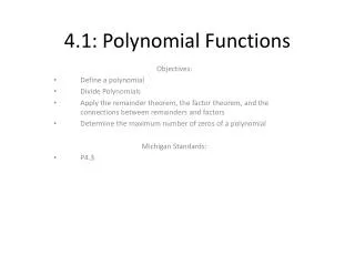 4.1: Polynomial Functions